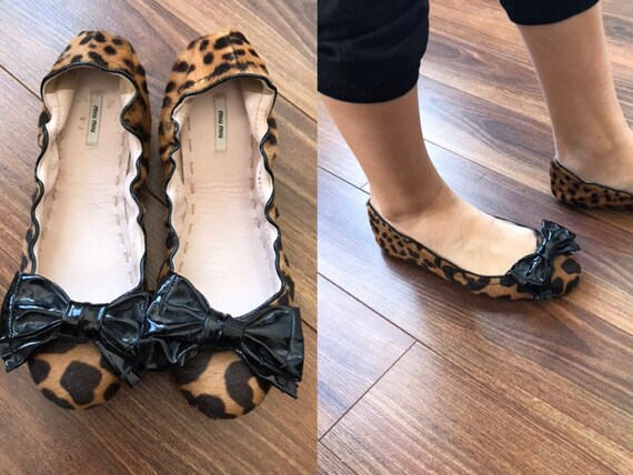 Vintage Animal Print Ballet Flats, Miu Miu, Ballet