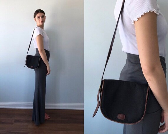 Vintage Valentino Garavani Canvas Shoulder Handbag