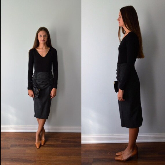 Vintage Grey Pencil Skirt, Dolce & Gabbana, 1990s