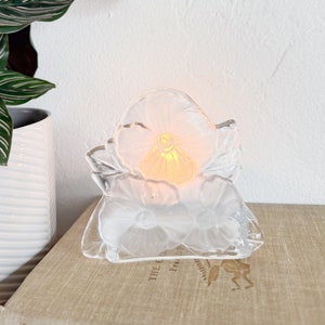 Vintage Frosted Glass Floral Candleholder – Floral Votive, Small Tealight Candle Holder