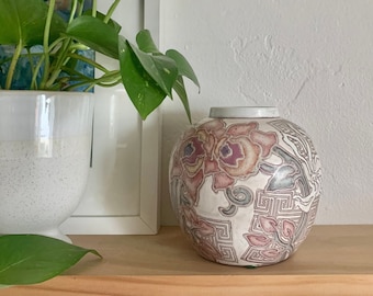 Vaso floral chinês vintage Terri Roese | Chinoiserie, decoração asiática, vaso dos anos 80, jarra de gengibre