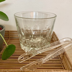 Vintage Glass Ice Bucket and Tongs – Glam Barware, Hollywood Regency Bar