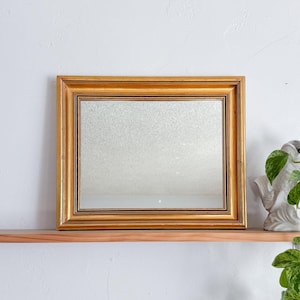 Vintage Gold Wood Framed Mirror | Decorative Wall Mirror, Chunky Rectangular Mirror, Traditional Mirror