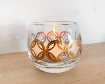 Mid-Century Fred Press Roly Poly Glass – Tealight Candleholder, MCM Shot Glass, Vintage Barware