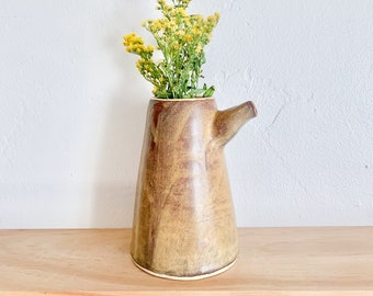 Vintage Studio Pottery Pitcher Vase – Handmade Ceramic Vessel, Stoneware Pitcher, Earthenware