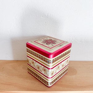 Vintage Holland Metal Tin Box – Pink and Gold Container, Daher Biscuit Tin, Tea Tin