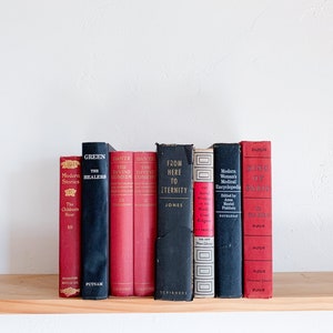 Red and Black Vintage Books Set – Books by Color, Staging Books, Halloween Books, Decorative Books