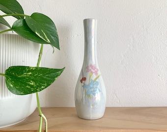 牡蠣殻の虹彩釉陶器 9 1/2 インチ花瓶、花と金の縁飾り付き - Etsy 日本