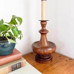 Mid Century Wooden Table Lamp MCM Lamp, Wood and Brass Lamp, Vintage Lighting image 1