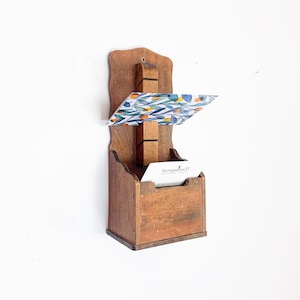 Wall Mounted Wooden Mail Holder – Vintage Letter Holder, Entryway Decor, Rustic Wall Pocket