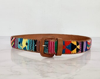 Vintage Guatemalan Colorful Leather Belt – Boho Belt, Eclectic Accessories