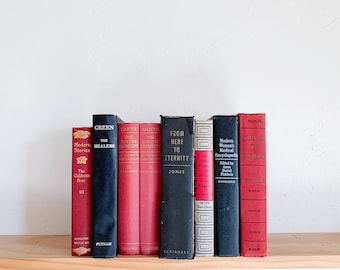 Red and Black Vintage Books Set – Books by Color, Staging Books, Halloween Books, Decorative Books