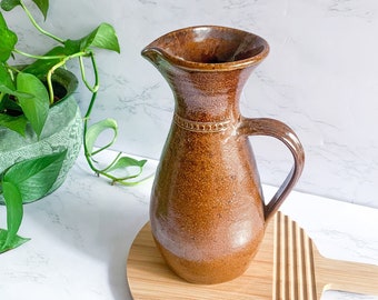 Vintage Brown Studio Pottery Pitcher – Bendigo Pottery, Signed Stoneware Pitcher, Australian Earthenware