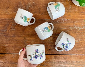 Vintage Floral Mugs (Set of 5) – Cottagecore Mugs, Floral Cups, Vintage Mug Set