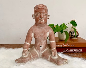 Vintage Terra Cotta Primitive Figurine – Eclectic Decor, Tribal Sculpture, Folk Art