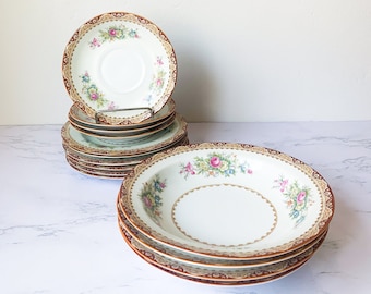 Platos y cuencos vintage de porcelana Regal Sango, vajilla floral, estilo cottagecore