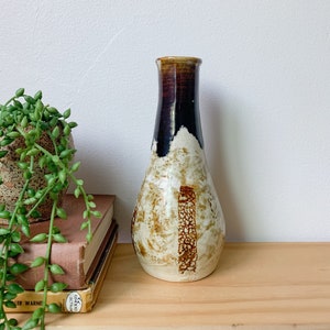 Vintage Drip Glaze Pottery Vase – Hand Thrown Pottery, Stoneware Vase, Brown Vase