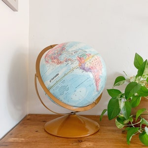 Vintage Globemaster 12 "Globus - Topografischer Globus, Blauer Globus, Metallstandglobus."