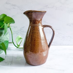 Vintage Brown Studio Pottery Pitcher – Bendigo Pottery, Signed Stoneware Pitcher, Australian Earthenware