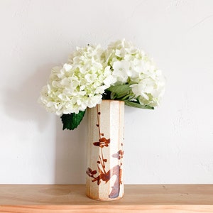 Tall Ceramic Pottery Asian Vase – Rustic Pottery, Hanging Vase, Stoneware Vase, Neutral Decor