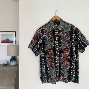 Vintage Hawaiian Short Sleeve Button Down Shirt XL – Vintage Men&#39;s Clothing, Retro Hawaiian Shirt, Floral Shirt