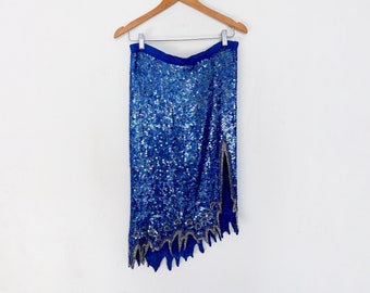 80s Royal Blue Sequin Skirt Size Small – Sequin Pencil Skirt, Party Skirt