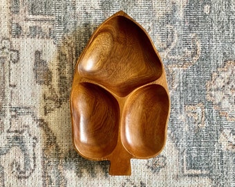 Large Leaf-Shaped Monkey Pod Bowl– Wooden Snack Tray, Hawaiian Decor, Tropical Decor, Made in Philippines