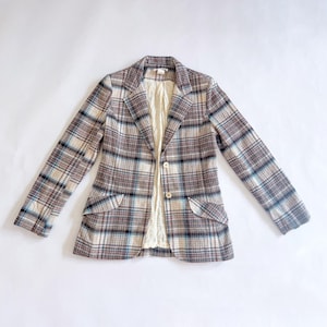 Vintage 80s/90s Plaid Wool Blazer – Plaid Jacket, Winter Coat, Preppy Style