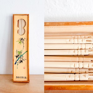 Carved Wood Chopsticks and Storage Box – Chopsticks Set with Case