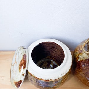 Vintage Stoneware Creamer and Sugar Pot Set – Hand-thrown Brown Drip ...