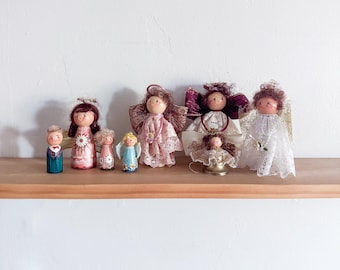 Décorations vintage faites main d'ange de Noël | Décoration en bois peint