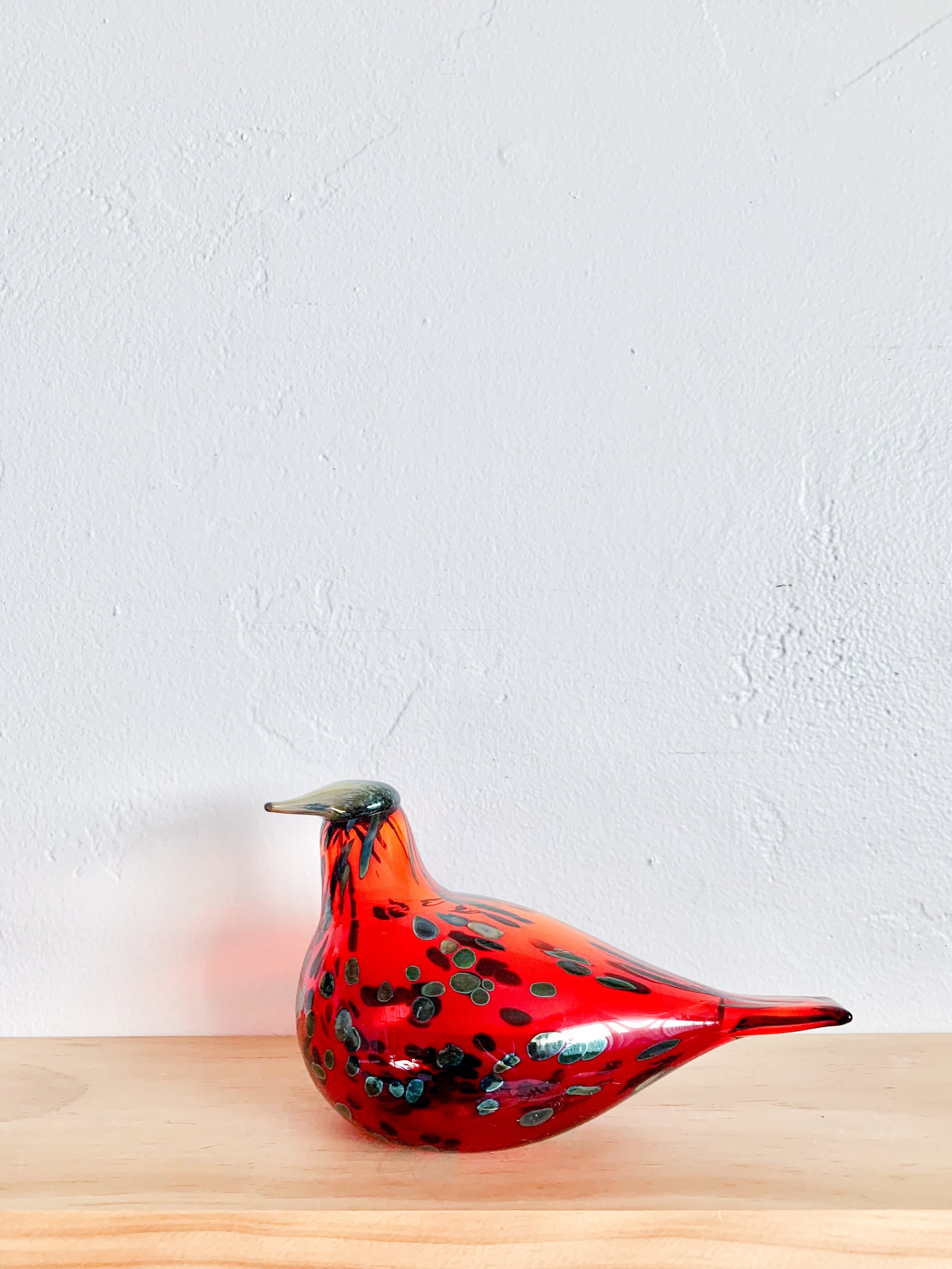 Oiva Toikka Iittala Ruby Glass Bird – Finnish Art, Vintage Blown