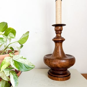 Mid Century Wooden Table Lamp MCM Lamp, Wood and Brass Lamp, Vintage Lighting image 5