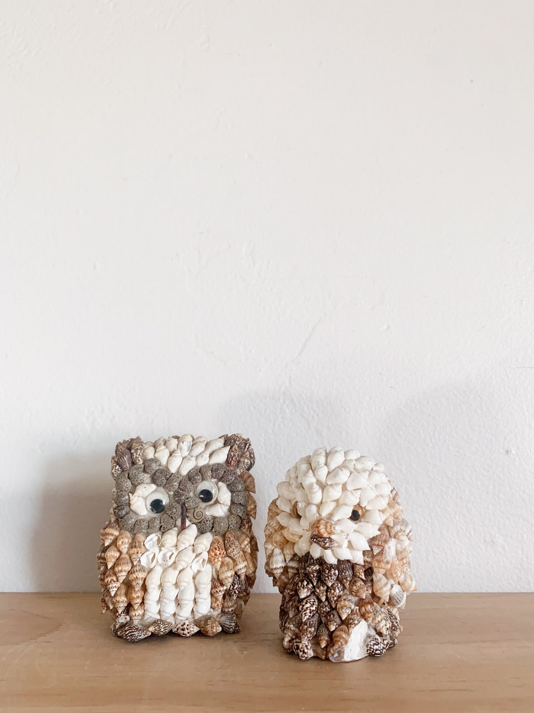Shell Owl Vintage 1970s Shell Owl and Dog Figurines – Retro Shell Art - Etsy
