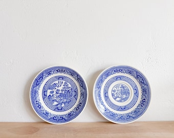 Vintage Blue and White Chinoiserie Plates – Wall Plates, Traditional Decor, Vintage Saucers