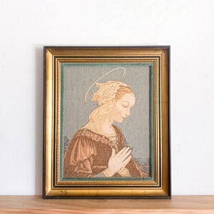 Vintage Lippi Madonna Framed Tapestry – Virgin Mary, Mother and Child, Catholic Wall Art, Italian Renaissance