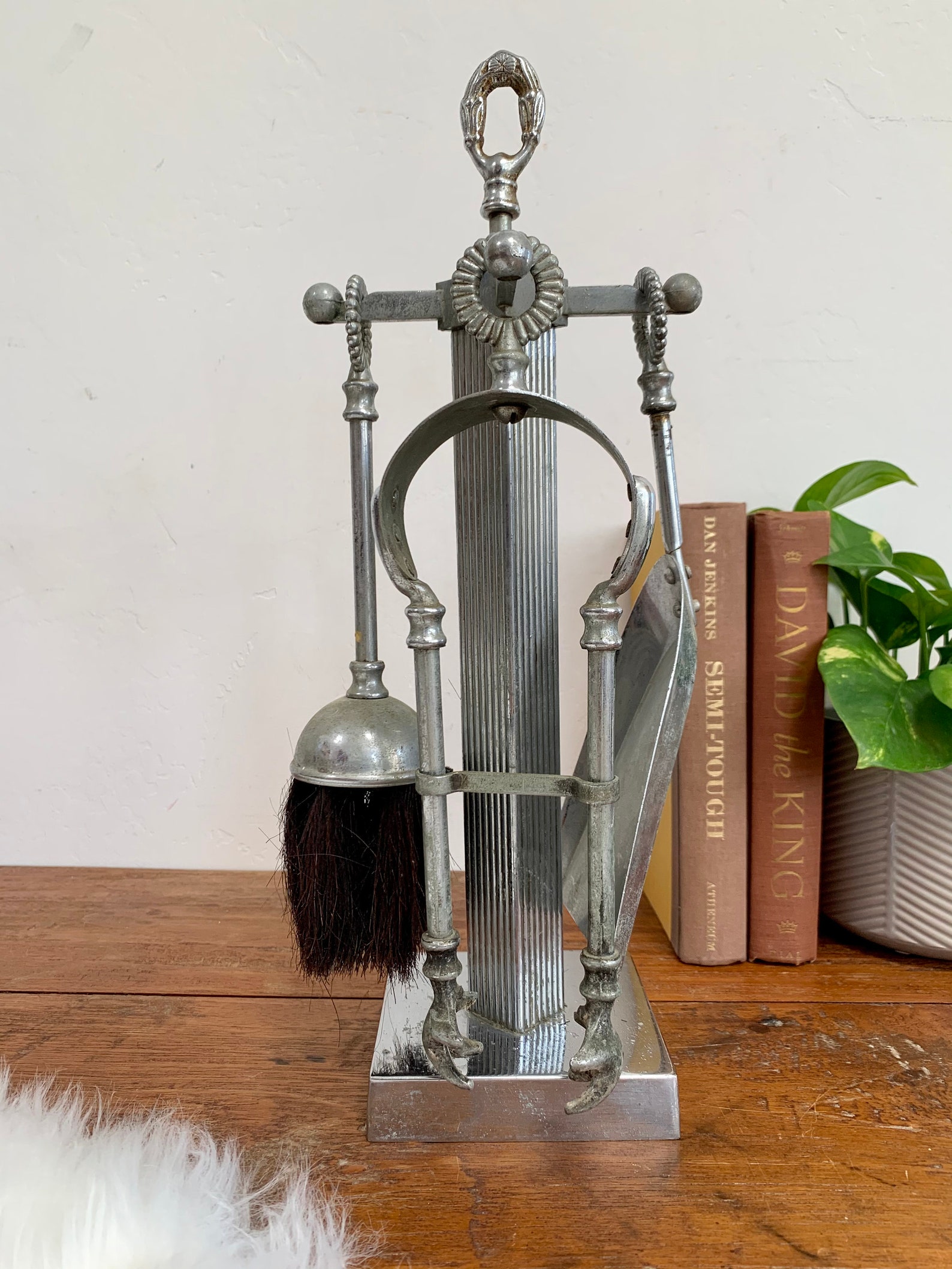 Vintage Silver Mini Fireplace Tools Set Shovel Tongs Etsy