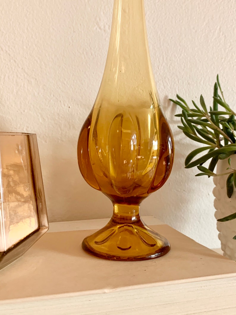 Vintage MidCentury Amber Swung Vase Orange Glass Vase Etsy