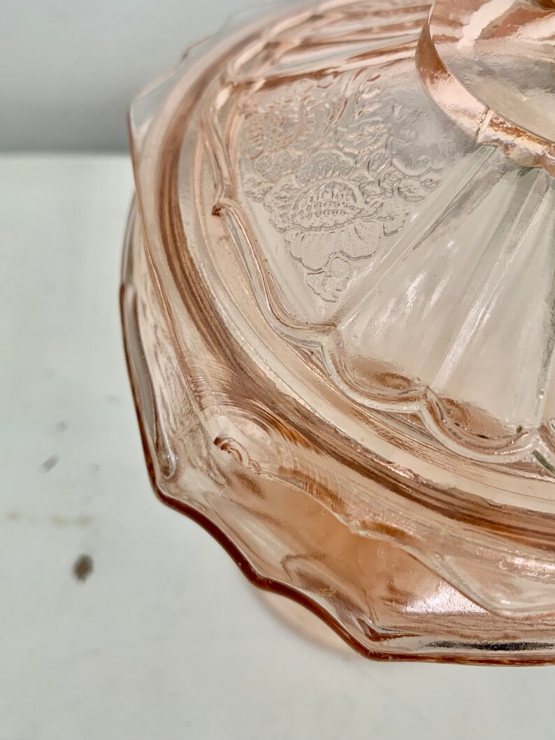 Vintage Pink Depression Glass Candy Dish With Lid Anchor Etsy
