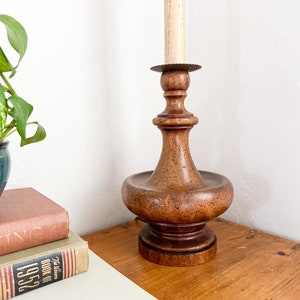 Mid Century Wooden Table Lamp MCM Lamp, Wood and Brass Lamp, Vintage Lighting image 2