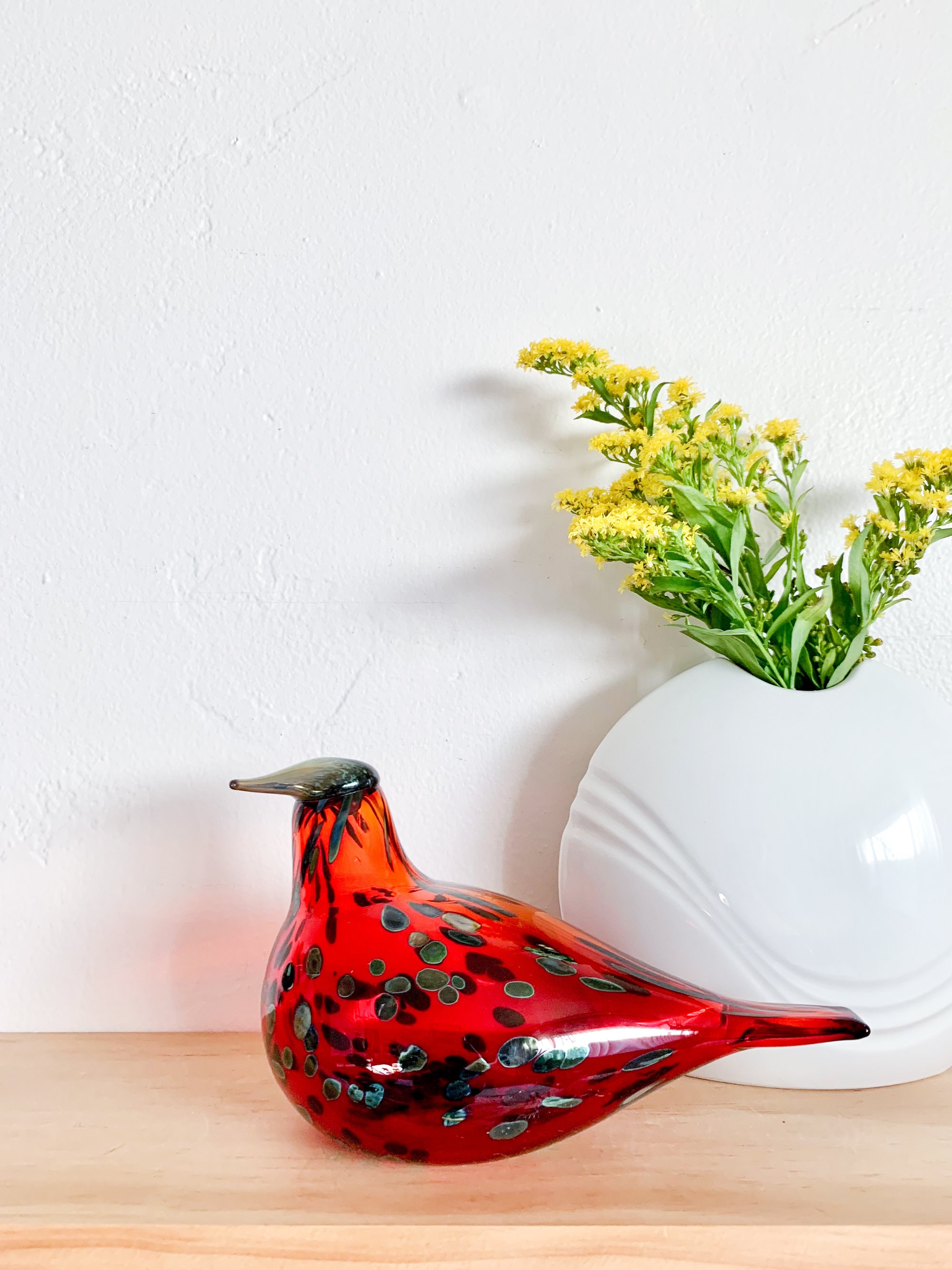 Oiva Toikka Iittala Ruby Glass Bird – Finnish Art, Vintage Blown