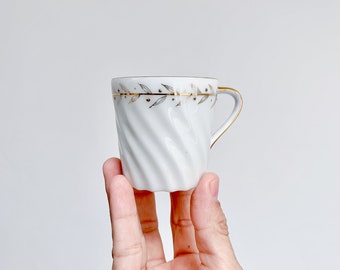 Vintage Tiny Lefton China Cup – Golden Laurel, Gold and White Cup, Shabby Chic, Small Container