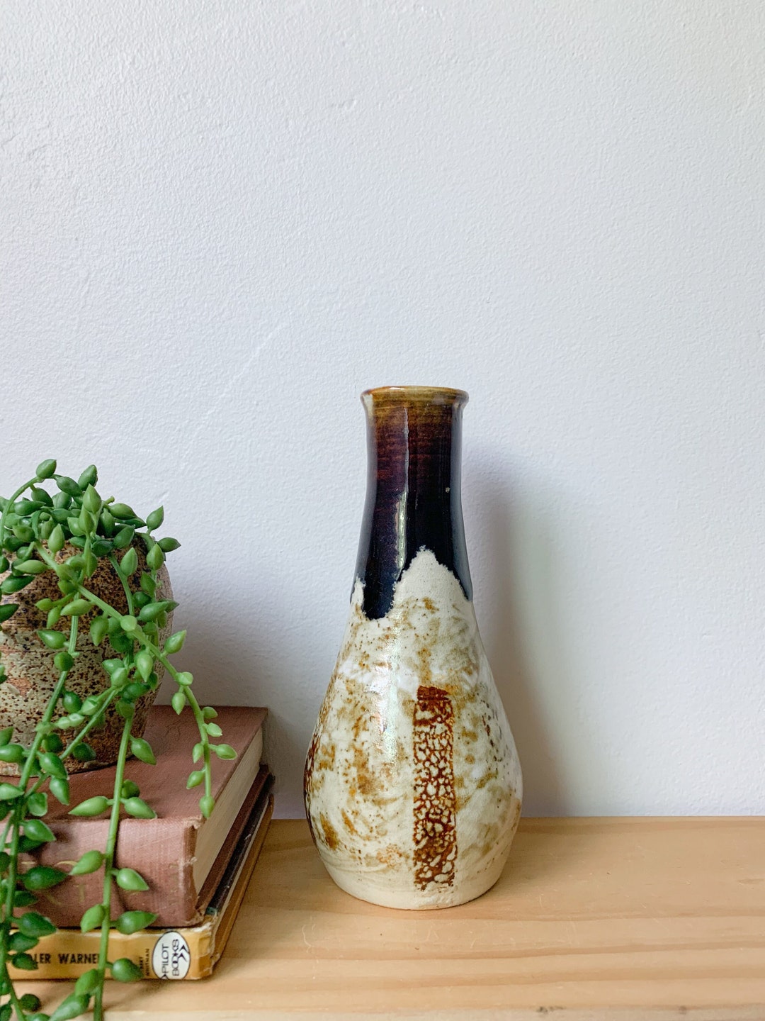 Vintage Hand Thrown Drip Glaze Stoneware Vase – Studio Pottery - Etsy