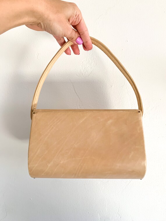 Vintage Tan Leather Bag – Small Shoulder Bag, Sim… - image 5