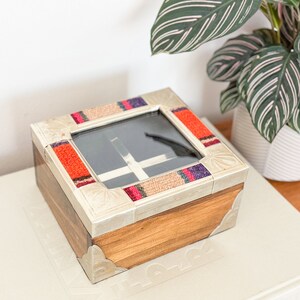 Vintage Wooden Tea Box – Boho Trinket Box, Jewelry Box