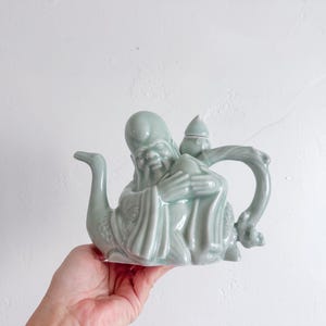 Vintage Chinese Celadon Porcelain Teapot | Longevity Teapot, Greenware, Asian Teapot