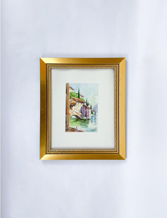 Antique Lorenzo Rizzi Italian Watercolor Painting | Lago Di Como