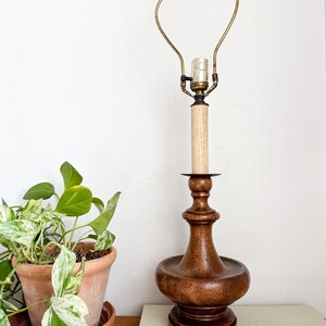 Mid Century Wooden Table Lamp MCM Lamp, Wood and Brass Lamp, Vintage Lighting image 4