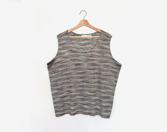 Vintage Multicolor Knit Tank Top Size 3X