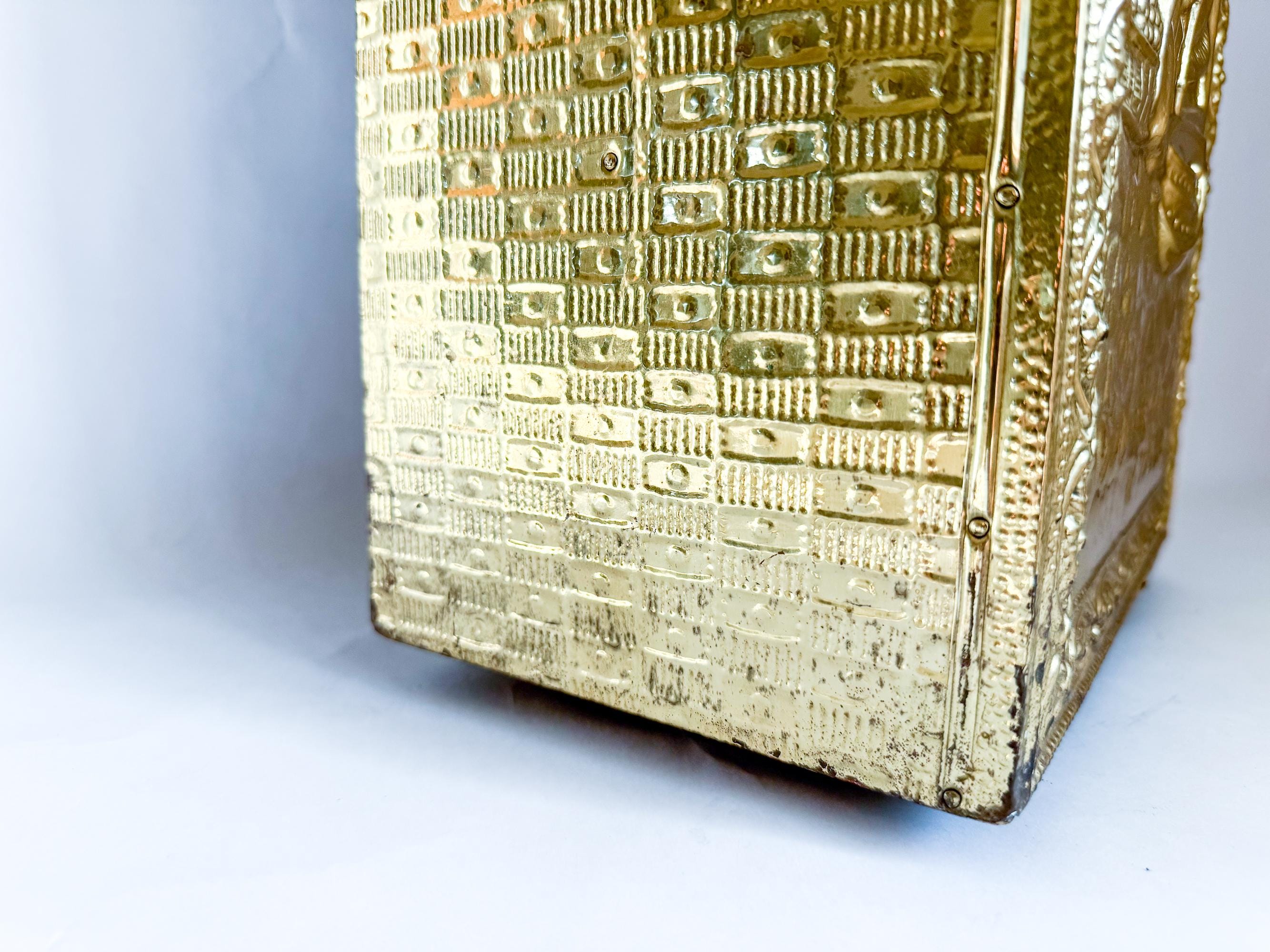 ヴィンテージ真鍮製傘立て | ミッドセンチュリー傘立て、大型真鍮容器